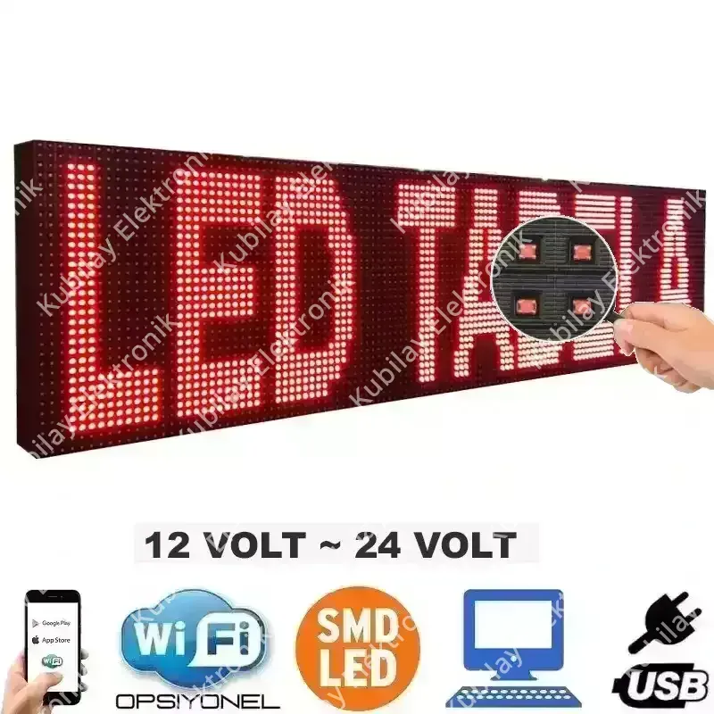 64x16 cm Wi-Fi’li Araç İçi SMD LED Tabela