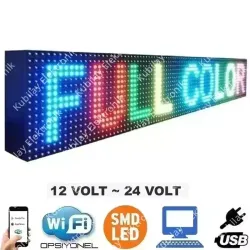 96x16 cm Araç İçi Wi-Fi'li Güzergah RGB (Renkli) LED Tabela