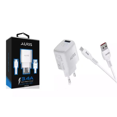 3.4A Auris CH40 Type-C Fast Şarj Seti (Adaptör + Kablo)