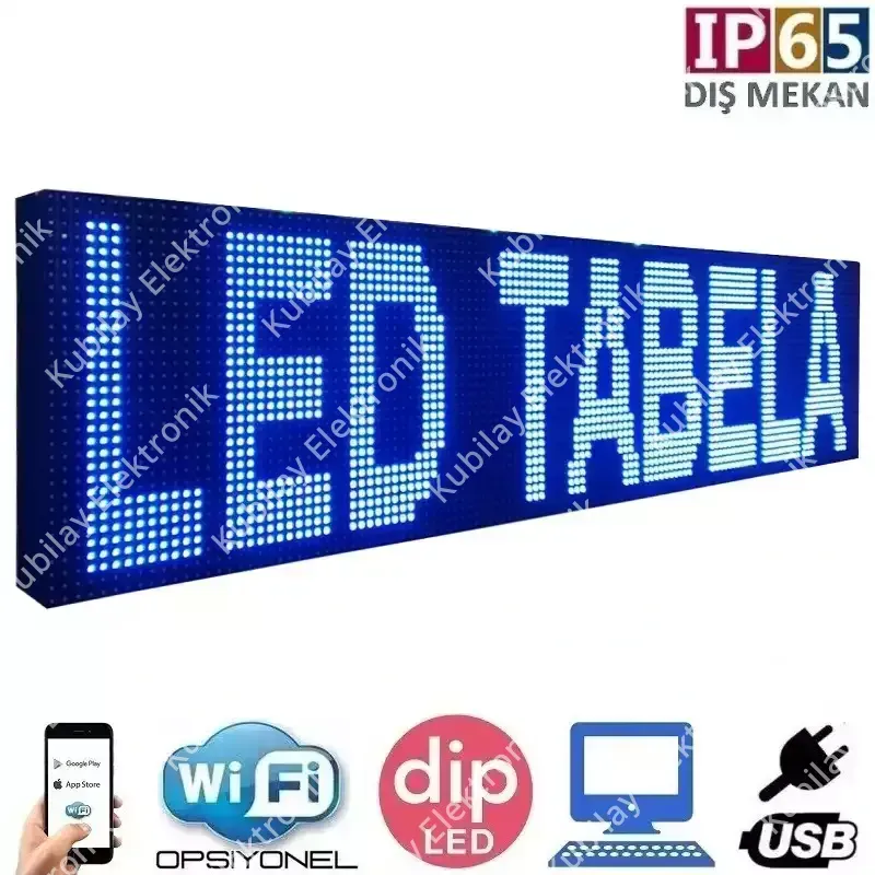 160x16 cm Dış Mekan LED Tabela | Telefondan yönetimli