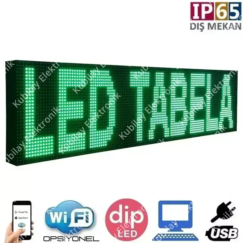 160x16 cm Dış Mekan LED Tabela | Telefondan yönetimli